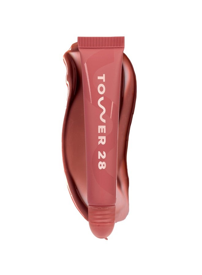 تاور 28 مرطب شفاه ملون من تاور 28، قناع مرطب للشفاه المتشققة - لون موتشي الفاصوليا الحمراء، لون وردي شفاف نيود - Image 1